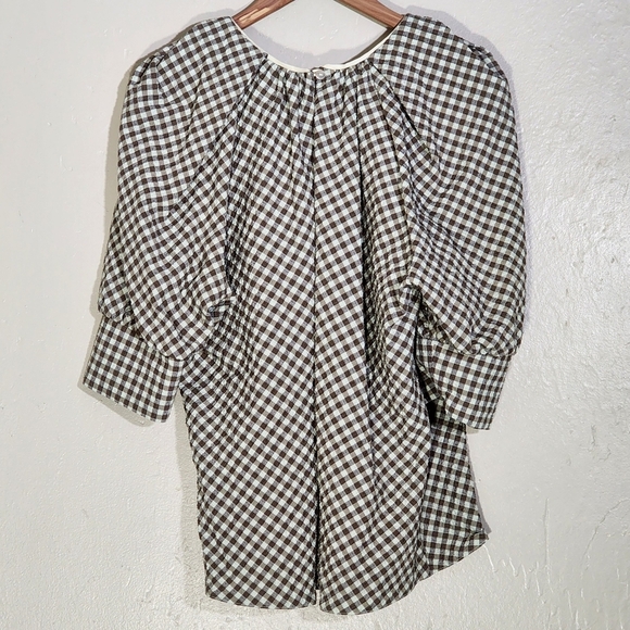 Tish Cox Brown and White Checkered Blouse - Picture 2 of 7